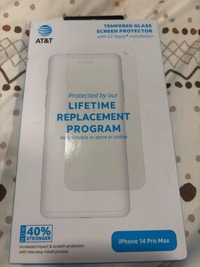 AT&T Clear Tempered Glass Screen Protector for iPhone 14 Pro Max
